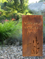 Preview: Stele Liebe geht durch den Garten beleuchtbar Solar Akku Metall Patina