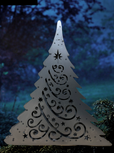 Stele Weihnachtsbaum XL beleuchtbar Edelrost sehr dekorativ Hingucker 110cm doppelwandiger Körper